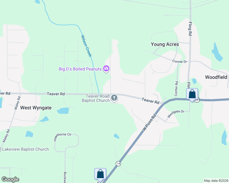 map of restaurants, bars, coffee shops, grocery stores, and more near 206 Teaver Road in LaGrange