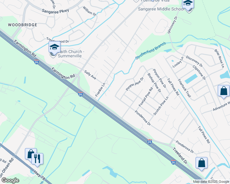 map of restaurants, bars, coffee shops, grocery stores, and more near 218 Ponderosa Drive in Ladson