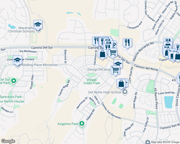 map of restaurants, bars, coffee shops, grocery stores, and more near 15923 Parkview Loop in San Diego