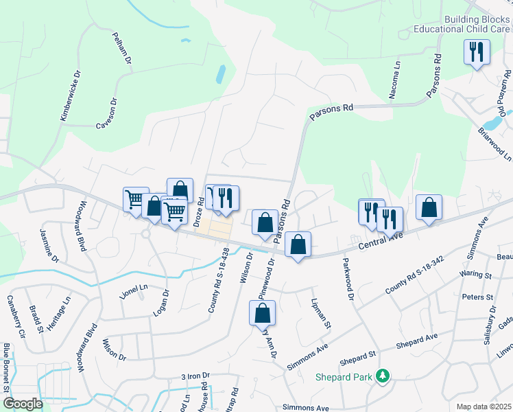 map of restaurants, bars, coffee shops, grocery stores, and more near 217 Hemingway Circle in Summerville