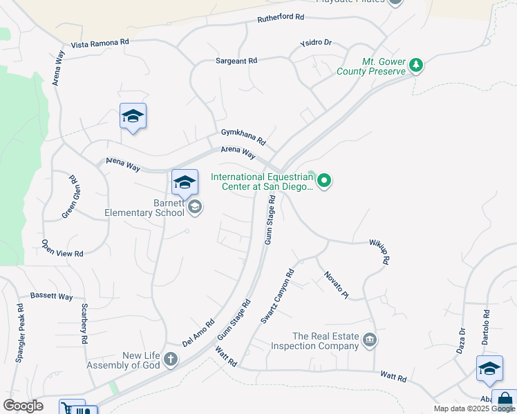 map of restaurants, bars, coffee shops, grocery stores, and more near 24221 Del Amo Road in Ramona