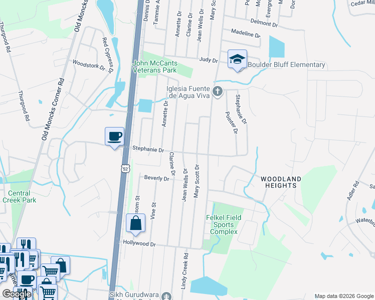 map of restaurants, bars, coffee shops, grocery stores, and more near 300 Jean Wells Drive in Goose Creek