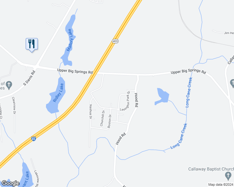 map of restaurants, bars, coffee shops, grocery stores, and more near 316 Preakness Drive in LaGrange