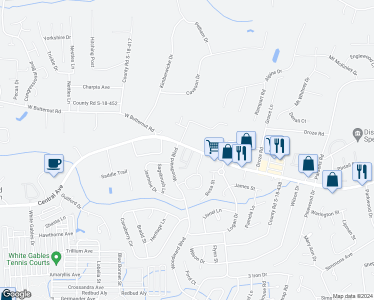 map of restaurants, bars, coffee shops, grocery stores, and more near 101 Amberwood Drive in Summerville
