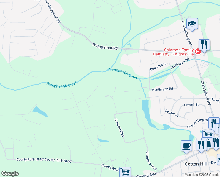 map of restaurants, bars, coffee shops, grocery stores, and more near 118 Montauk Way in Summerville