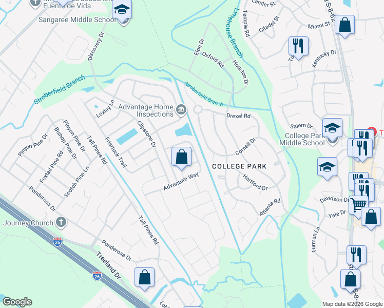 map of restaurants, bars, coffee shops, grocery stores, and more near 3038 Adventure Way in Ladson