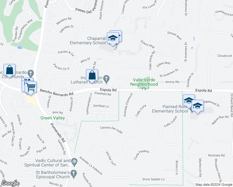 map of restaurants, bars, coffee shops, grocery stores, and more near 12851 Cedar Tree Way in Poway