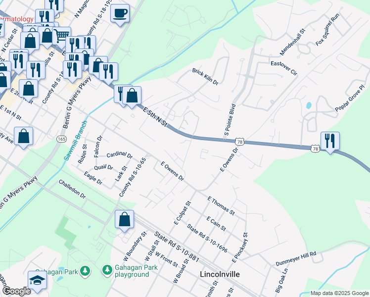 map of restaurants, bars, coffee shops, grocery stores, and more near 10765 U.S. 78 in Summerville