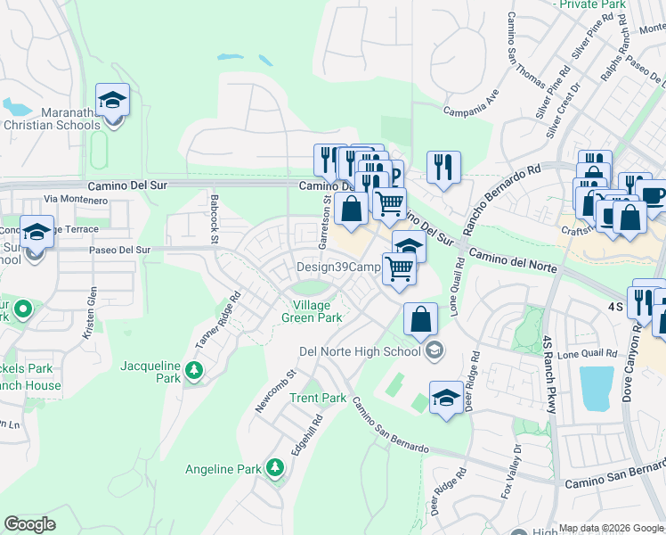 map of restaurants, bars, coffee shops, grocery stores, and more near 15153 Lincoln Loop in San Diego