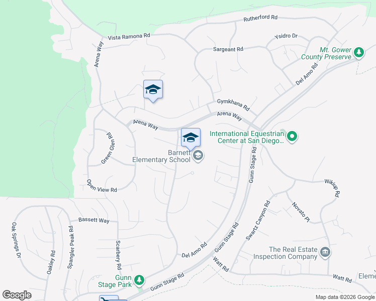 map of restaurants, bars, coffee shops, grocery stores, and more near 23914 Couna Way in Ramona