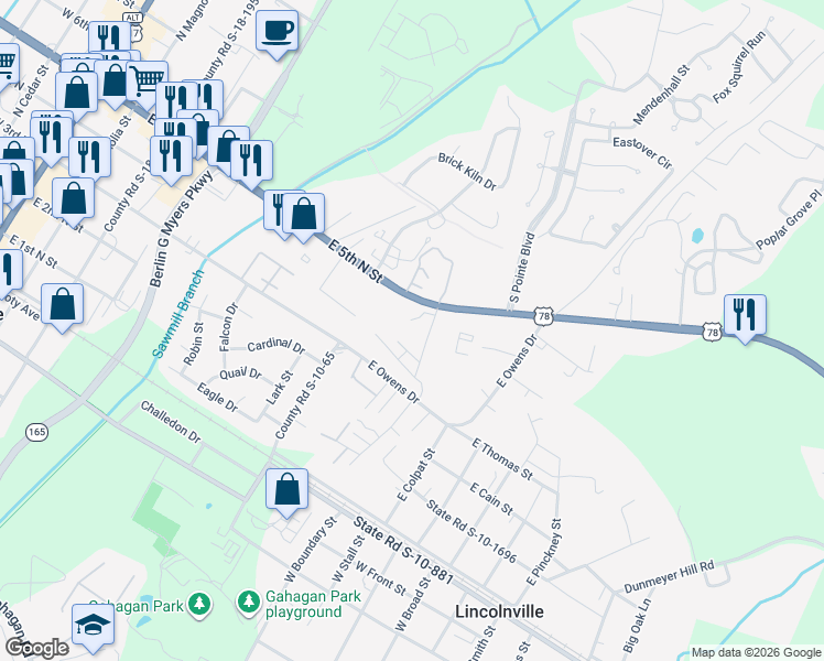 map of restaurants, bars, coffee shops, grocery stores, and more near 10765 U.S. 78 in Summerville