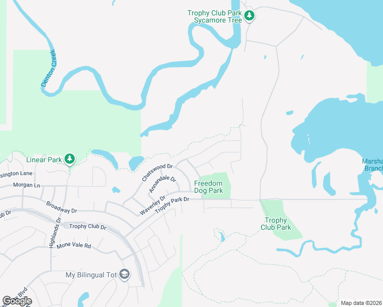 map of restaurants, bars, coffee shops, grocery stores, and more near 2812 Macquarie Street in Trophy Club