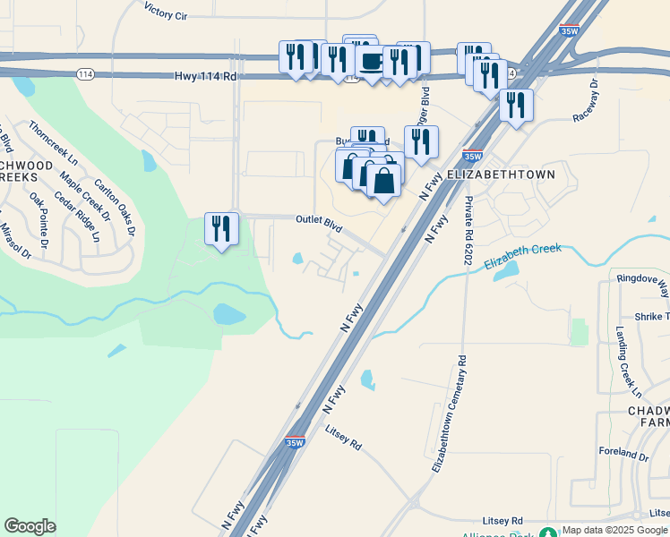 map of restaurants, bars, coffee shops, grocery stores, and more near in Fort Worth