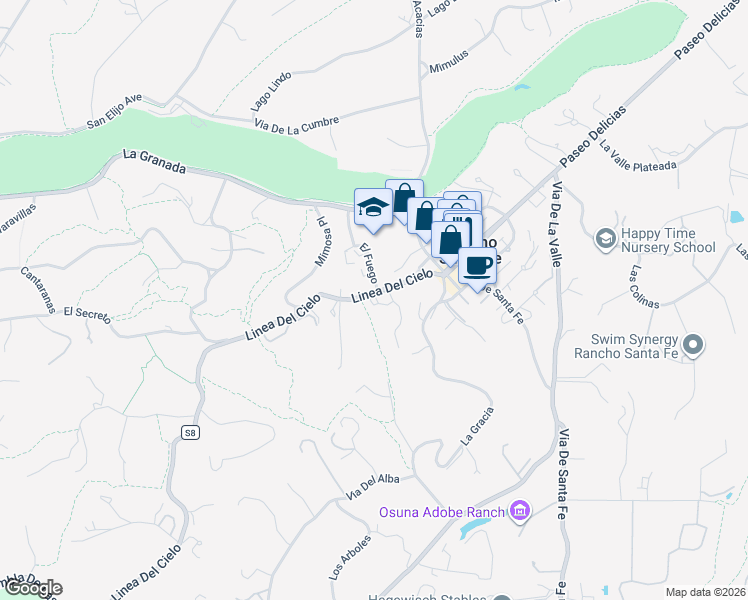 map of restaurants, bars, coffee shops, grocery stores, and more near in Rancho Santa Fe