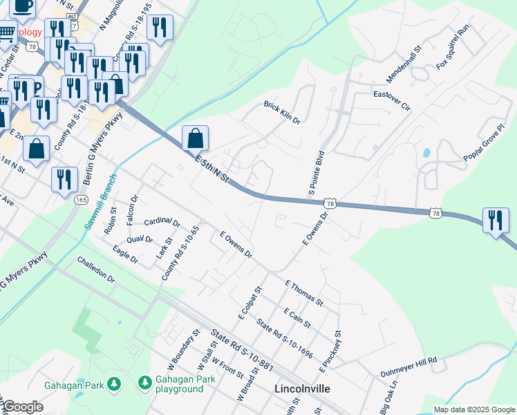 map of restaurants, bars, coffee shops, grocery stores, and more near 10765 U.S. 78 in Summerville