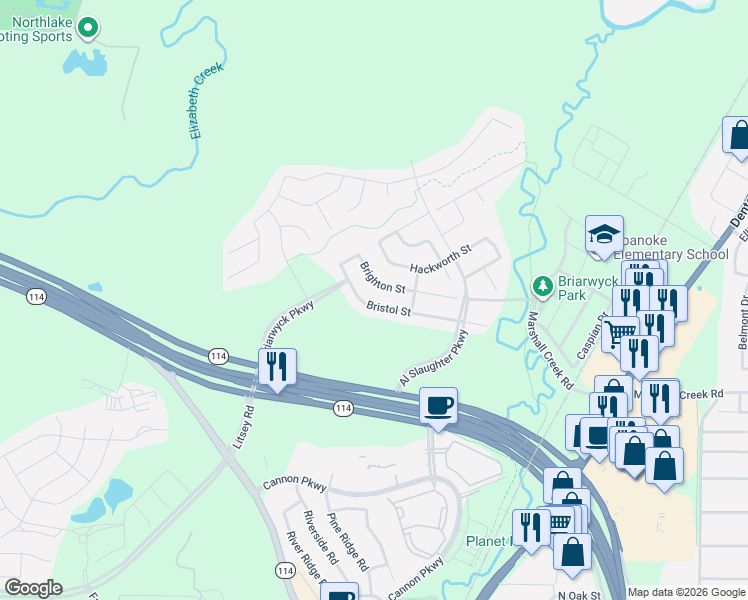 map of restaurants, bars, coffee shops, grocery stores, and more near 437 Bristol Street in Roanoke
