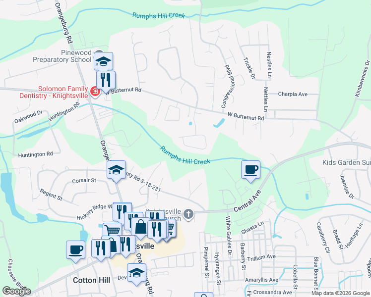 map of restaurants, bars, coffee shops, grocery stores, and more near 136 Longdale Drive in Summerville