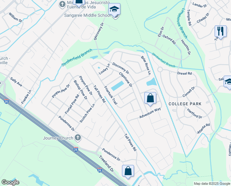 map of restaurants, bars, coffee shops, grocery stores, and more near 2005 Wishing Well Trail in Ladson