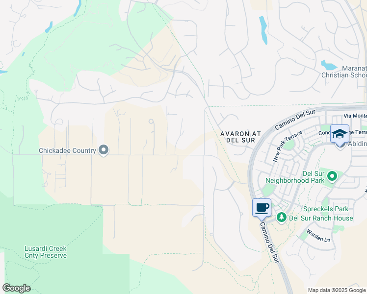 map of restaurants, bars, coffee shops, grocery stores, and more near 16733 Calle Hermosa in San Diego