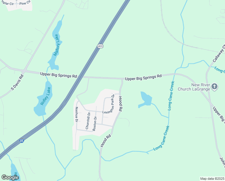 map of restaurants, bars, coffee shops, grocery stores, and more near 14 Hood Road in LaGrange