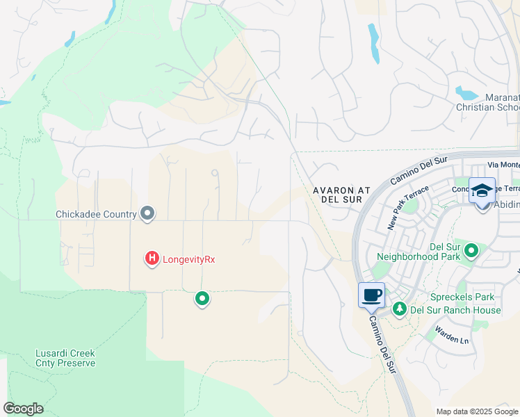 map of restaurants, bars, coffee shops, grocery stores, and more near 16733 Calle Hermosa in San Diego