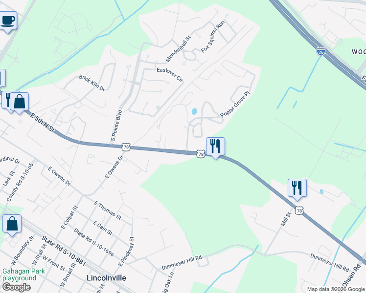 map of restaurants, bars, coffee shops, grocery stores, and more near 10096 U.S. 78 in Summerville