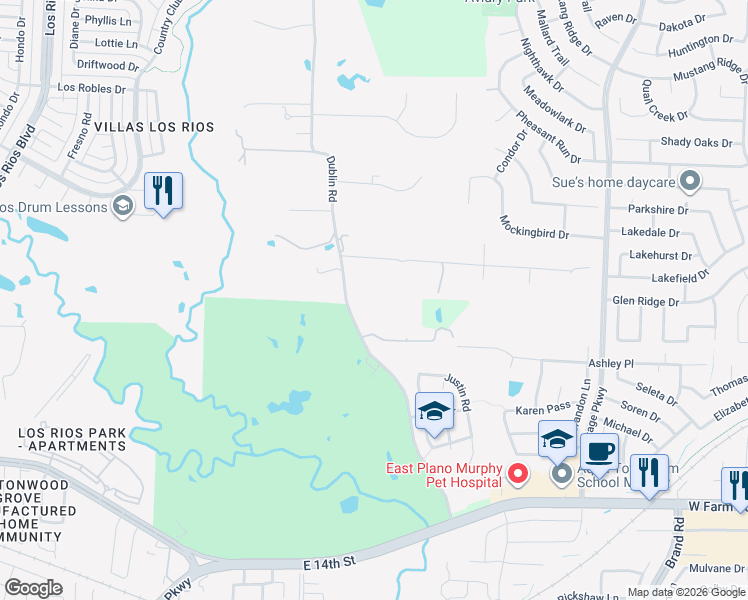map of restaurants, bars, coffee shops, grocery stores, and more near 1808 Dublin Road in Plano