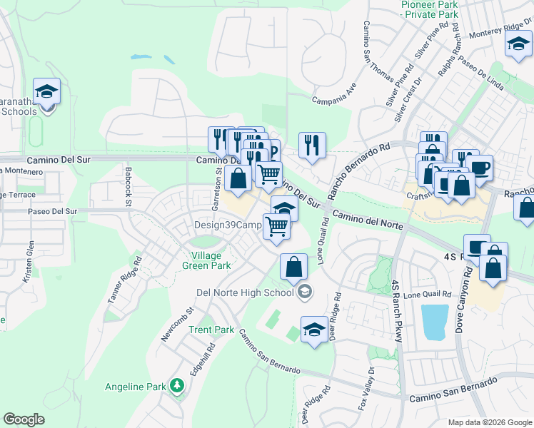 map of restaurants, bars, coffee shops, grocery stores, and more near Templeton Street in San Diego