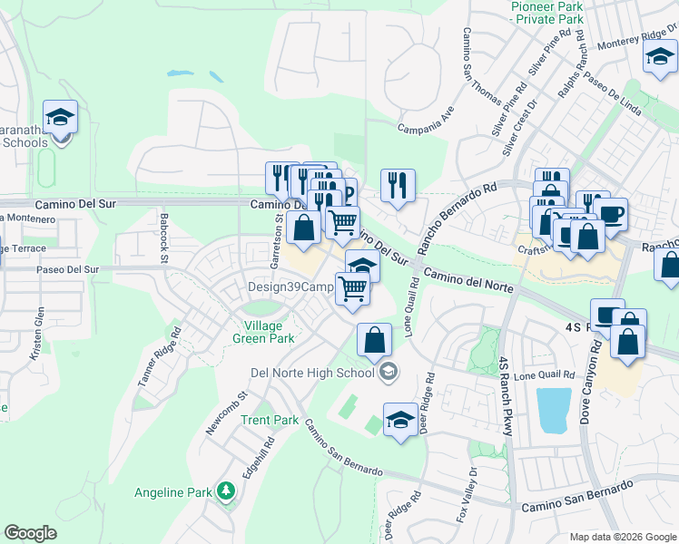 map of restaurants, bars, coffee shops, grocery stores, and more near Templeton Street in San Diego