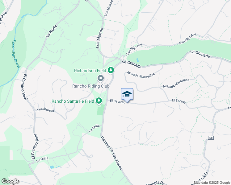 map of restaurants, bars, coffee shops, grocery stores, and more near 4840 El Secreto in Rancho Santa Fe