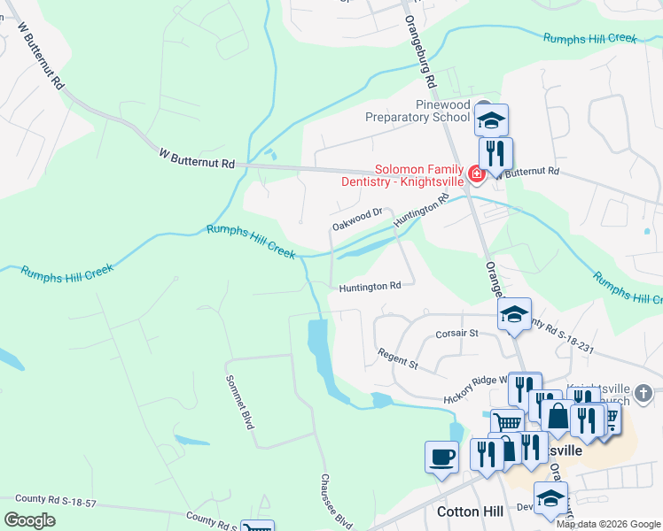 map of restaurants, bars, coffee shops, grocery stores, and more near 204 Oakwood Drive in Summerville