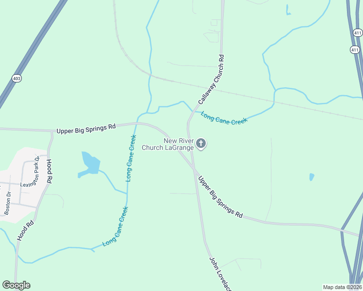 map of restaurants, bars, coffee shops, grocery stores, and more near 2141 Upper Big Springs Road in LaGrange