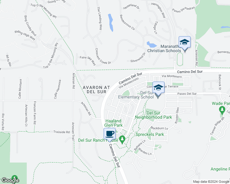 map of restaurants, bars, coffee shops, grocery stores, and more near 8278 Parkside Crescent in San Diego