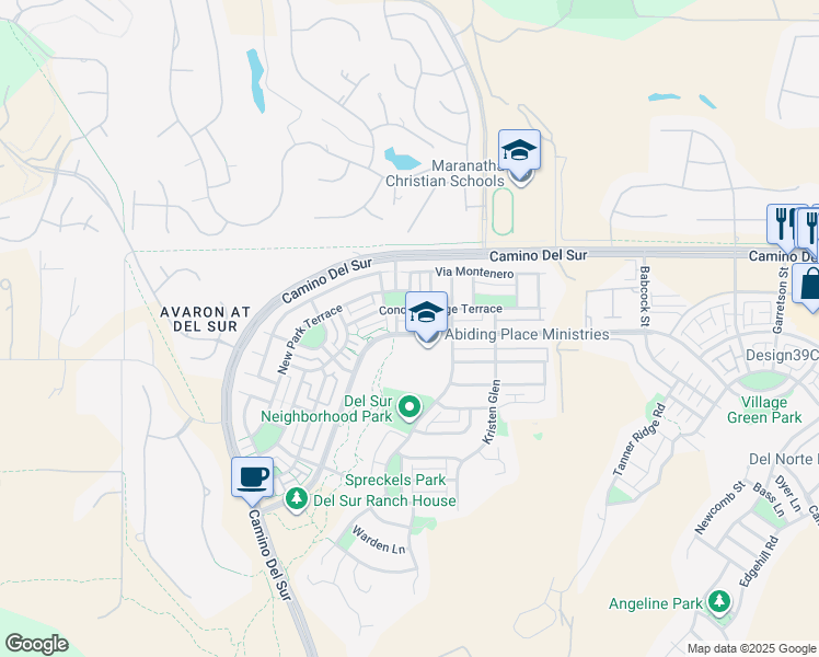 map of restaurants, bars, coffee shops, grocery stores, and more near 15744 Paseo Del Sur in San Diego