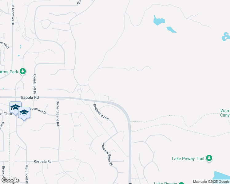 map of restaurants, bars, coffee shops, grocery stores, and more near 16321 Espola Road in Poway