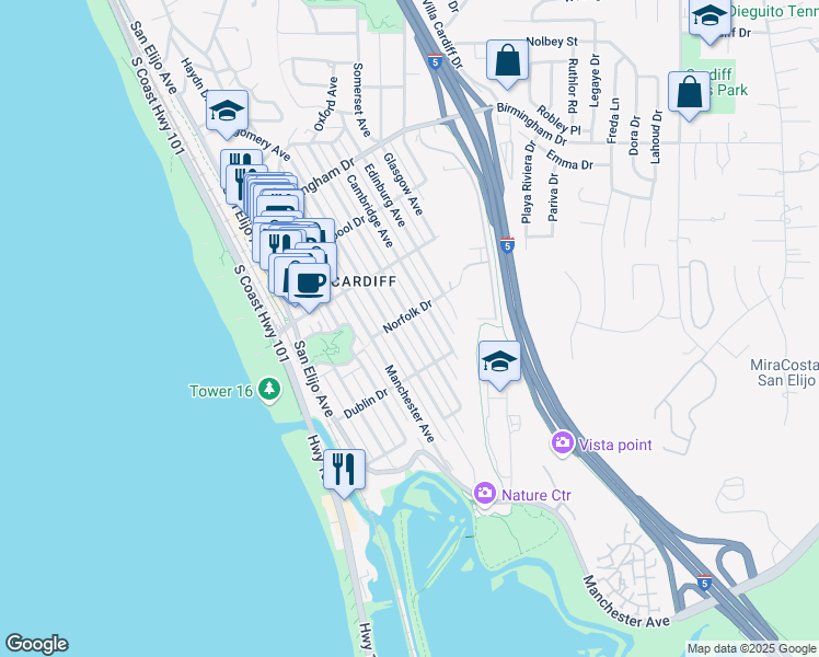 map of restaurants, bars, coffee shops, grocery stores, and more near 2318 Oxford Avenue in Cardiff