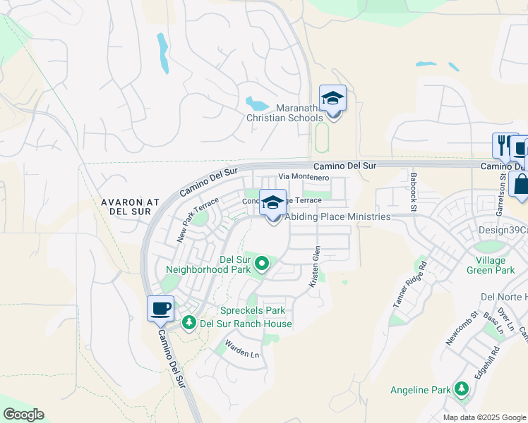map of restaurants, bars, coffee shops, grocery stores, and more near 15744 Paseo Del Sur in San Diego