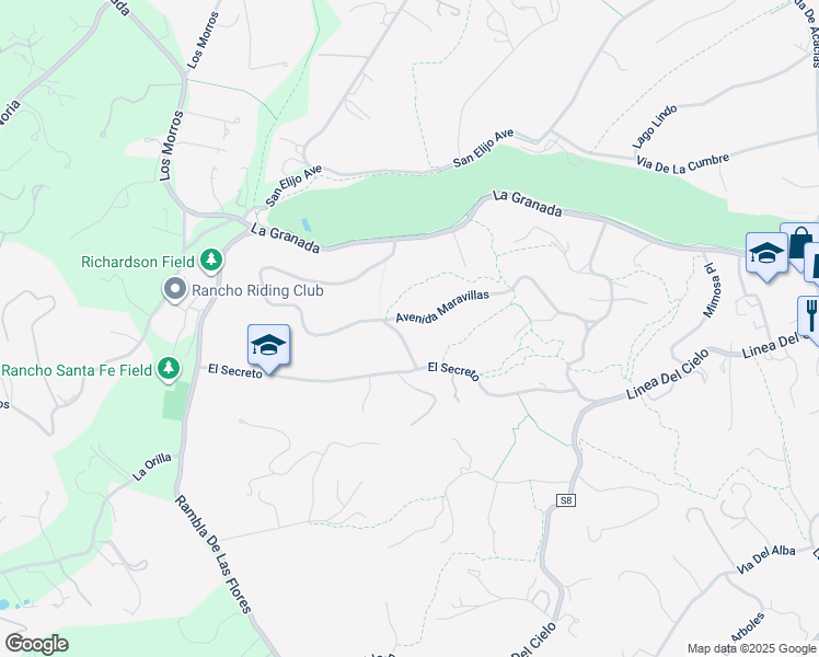 map of restaurants, bars, coffee shops, grocery stores, and more near 16939 Cantaranas in Rancho Santa Fe