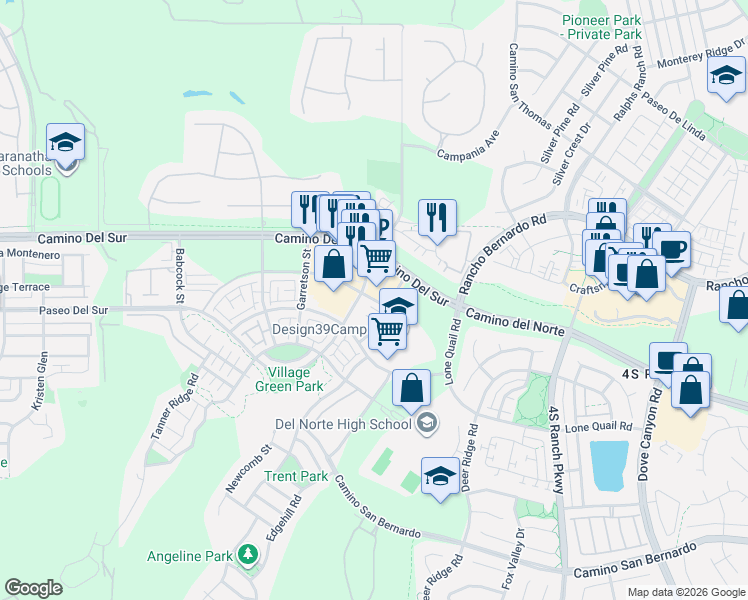 map of restaurants, bars, coffee shops, grocery stores, and more near Templeton Street in San Diego