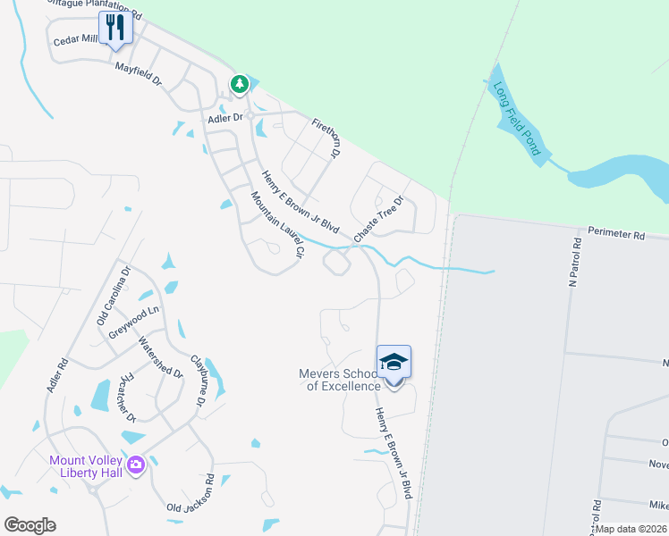map of restaurants, bars, coffee shops, grocery stores, and more near 123 Chaste Tree Circle in Goose Creek