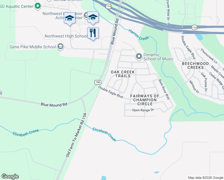 map of restaurants, bars, coffee shops, grocery stores, and more near 2316 Sundown Mesa Drive in Fort Worth