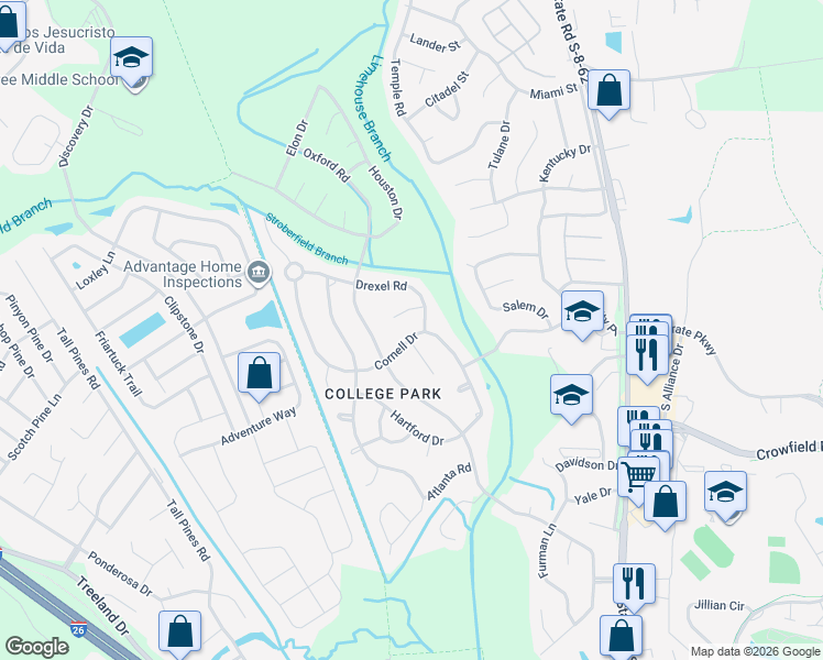 map of restaurants, bars, coffee shops, grocery stores, and more near 128 Cornell Drive in Ladson