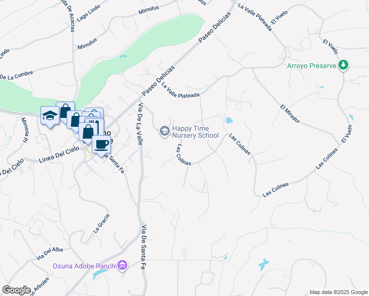 map of restaurants, bars, coffee shops, grocery stores, and more near El Brazo in Rancho Santa Fe