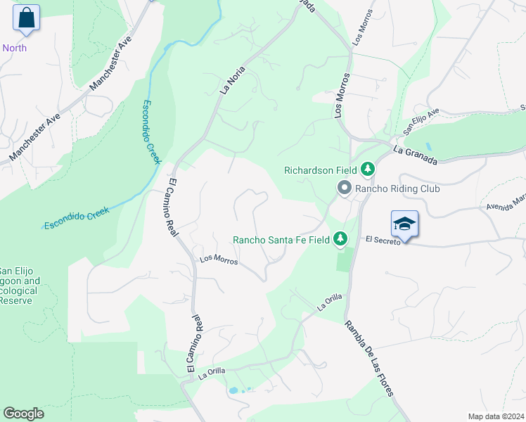 map of restaurants, bars, coffee shops, grocery stores, and more near 16919 Reposa Alta in Rancho Santa Fe