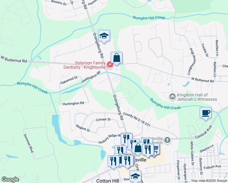 map of restaurants, bars, coffee shops, grocery stores, and more near 1063 Orangeburg Road in Summerville