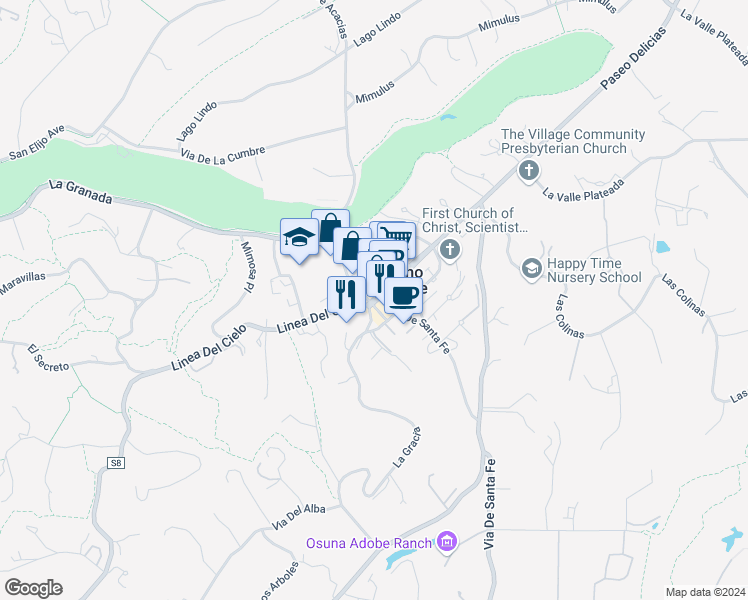 map of restaurants, bars, coffee shops, grocery stores, and more near 5978 Paseo Delicias in Rancho Santa Fe