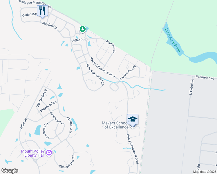 map of restaurants, bars, coffee shops, grocery stores, and more near 136 Chaste Tree Circle in Goose Creek