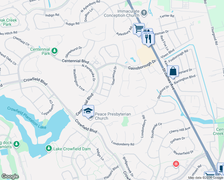 map of restaurants, bars, coffee shops, grocery stores, and more near 133 Isherwood Drive in Goose Creek