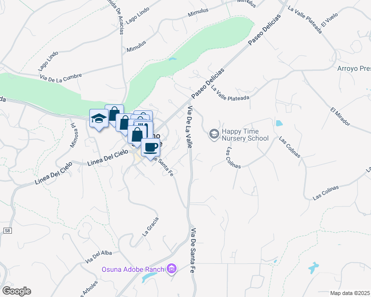 map of restaurants, bars, coffee shops, grocery stores, and more near 6152 Camino Selva in Rancho Santa Fe