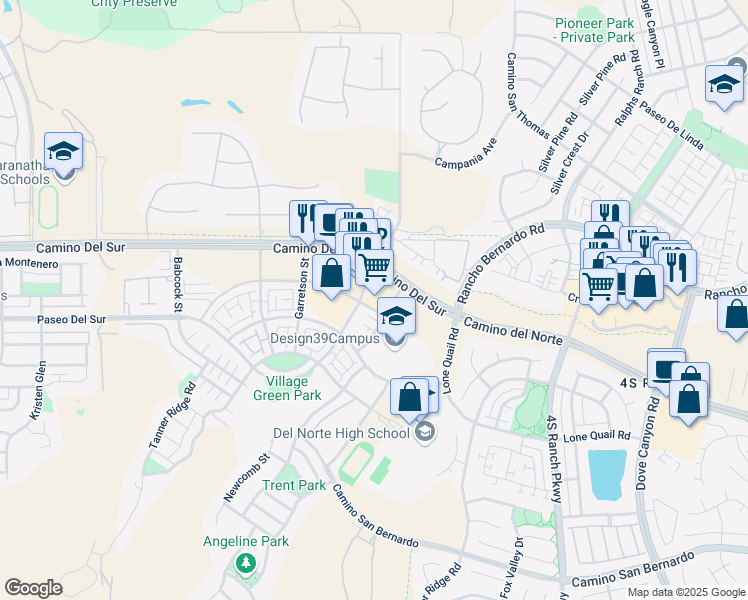 map of restaurants, bars, coffee shops, grocery stores, and more near Templeton Street in San Diego